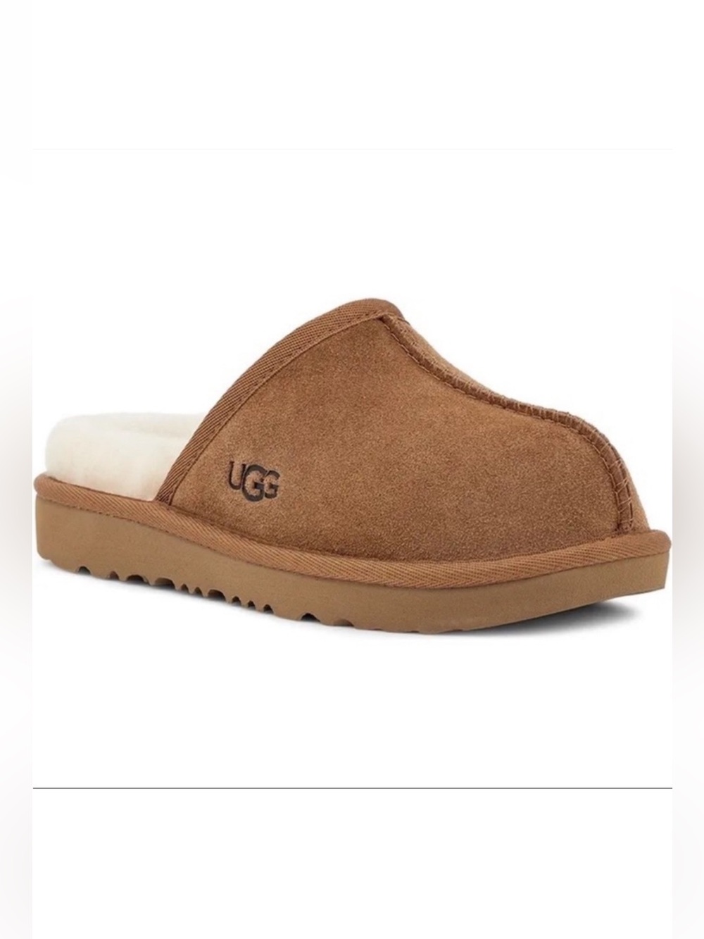 UGG Keegan Chestnut Suede Shearling Slide Slippers Kids Size 1 Cozy Comfort